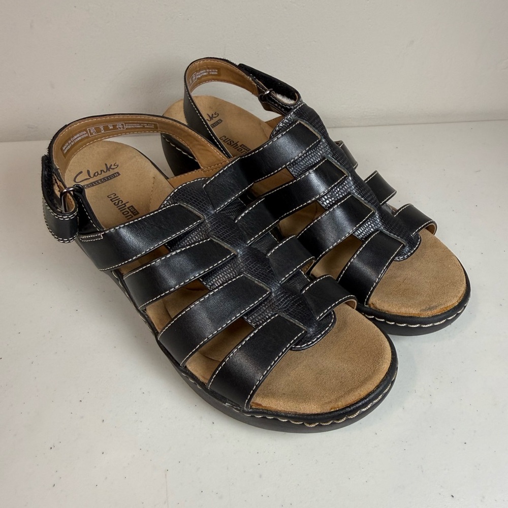 Clarks Women's Delana Maloren Dress Sandal in black leather size 8